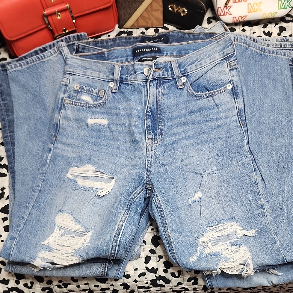 Aeropostale Light Blue Distressed Boyfriend Jeans